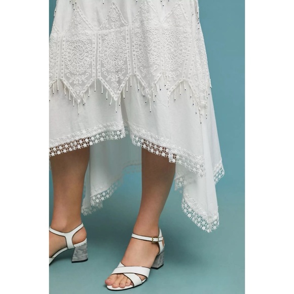 Anthropologie x Endless Rose Celeste Tiered Lace Beaded Midi Dress Medium - Picture 5 of 5